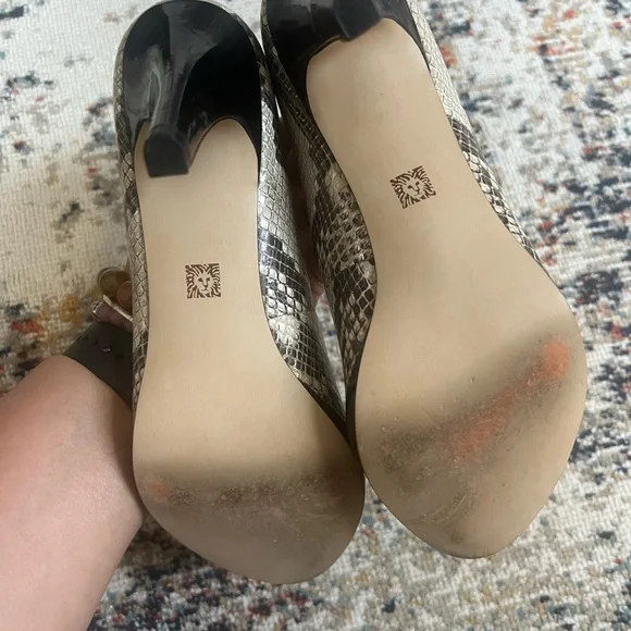 Anne Klein Women's Snakeskin Peep Toe Heels - Picture 4 of 11